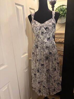 june & hudson Black and White Floral Midi Dress